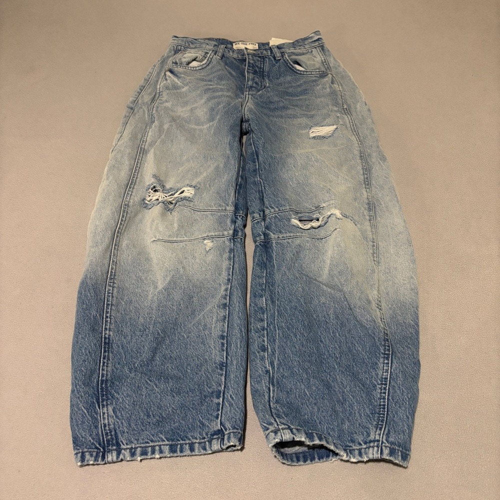 We The Free Free People Good Luck Mid Rise Barrel Jeans Womens Size 25 Casual